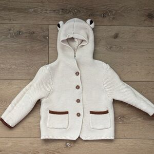Rare Editions Cream Knit Hooded Kids Cardigan with Bear Ears